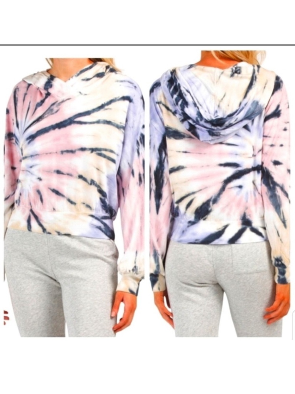 Young Fabulous & Broke Tie Dye Hoodie Pink Purple Pullover Medium Boho Cozy
